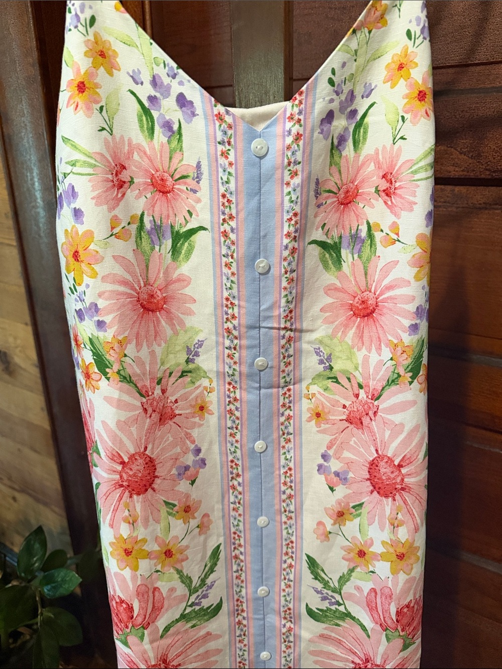 Skies Are Blue Floral Button-Front Sundress in Pink, Lavender & Cream